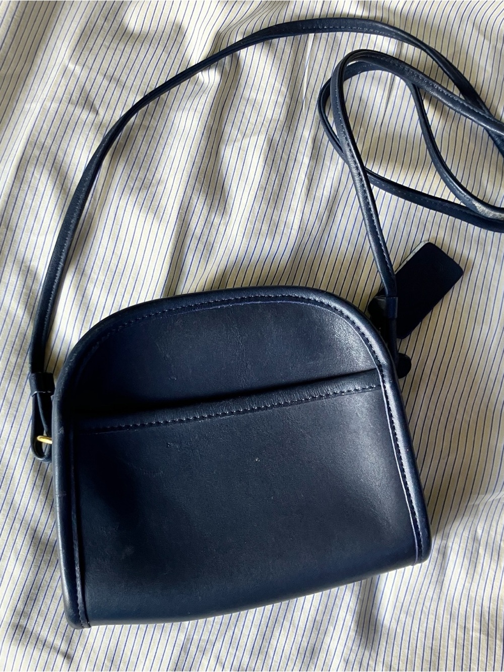 Vintage Coach Abbie Navy Leather Crossbody Bag